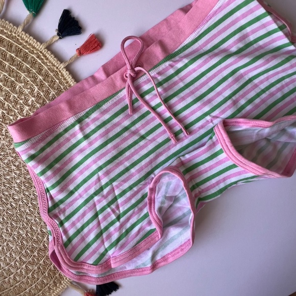 Victoria's Secret PINK Dorm Boyshort Panty White Pink Green Stripe Print L NEW - Picture 5 of 6